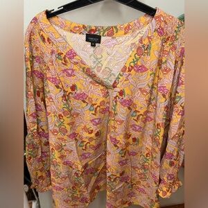 Jones & Co peach floral blouse  2x